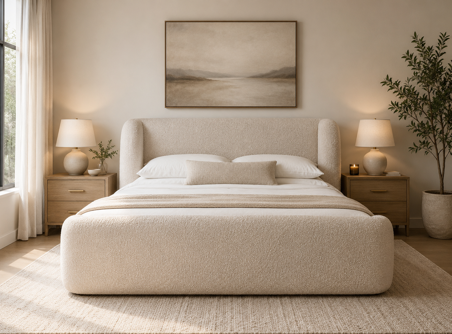 Okuhle Cream Sleigh Bed